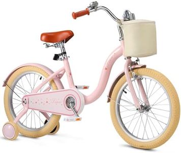 UOKAA Girls Bike 18 Inch for Ages 5-9, Kids Bicycle with Training Wheels, Hand & Coaster Brake, Adjustable Seat, Easy Assembly, for Beginner Riders