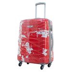 Skybags Trooper 65 Cms Medium Check-in Polycarbonate Hardshellsided 4 Wheels Spinner Luggae/Suitcase/Inline Trolley Bag- Red and White