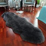 LLB Genuine Sheepskin Area Rug Wool Rug Fur Carpet Fluffy Fur Rug for Living Room Kids Bedroom Real Sheepskin Throw Lambskin Rugs Sofa Mat Chair Seat Covers (Carbon Gray, 2 x 6 ft Sheepskin)