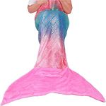 softan Adults Mermaid Tail Blanket, Soft Flannel Fleece Teens Girls Mermaid Blanke twith Rainbow Ombre Glittering Fish Scale Design, Mermaid Gifts for Women, 63 x 152cm