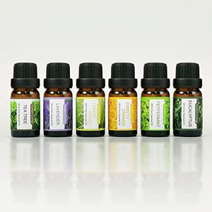Earnest Living Juego de aceite de árbol de té, aceite de menta, aceite esencial de lavanda para difusores para difusor de aceite para el hogar, aceites esenciales de eucalipto