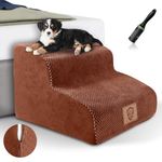 Myiosus Dog Steps for Bed, 2-Step Foam Pet Stairs for Small Dogs and Cats, Puppy Ramp for Sofa with Removable Washable Cover & Non-Slip Bottom, Send 1 Lint Roller