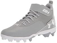 Under Armour Men's Harper 7 Mid Rubber Molded Cleat Shoe, (101) Baseball Gray/Baseball Gray/White, 10