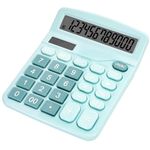 DANRONG Cute Light Blue Desktop Calculator with Big Buttons, Dual Power Source, Solar and Battery, Large Display Screen - Perfect for Office, Teachers, and Students