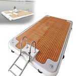 Inflatable Dock Platform with Stainless Steel Ladder, 2 To 8 Person Dock Raft, Gymnastics Mat Water Yoga Mat Non-Slip Surface, Large Floating Cushion Raft Island Air Bed,1.5 * 2.5m/4.9 * 8.2ft