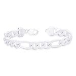 Parnika MJ 925 Broad Figaro Design Gents Bracelet in Pure 92.5 Sterling Silver for Boys/Men