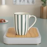 The Earth Store Grey Stripe Coffee Mug - 420ml Capacity, Microwave and Dishwasher Safe, Ceramic Coffee Mug for Every Occasion (Set of 1)