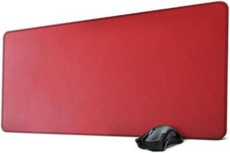 ZORESYN XL Large Mouse Pads (90 x 40cm) - PU Leather Large Gaming Mousepad Desk Mat - Nonslip Base and Waterproof Desktop Keyboard Extended Mouse Mat (Red, X-Large)