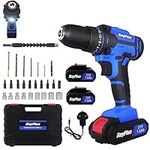 21V Cordless Power Drill with 2 Batteries,Handheld Electric Screwdriver Drill Set,45Nm 25+1 Torque Setting, 2-Speed Combi Drill, 3/8" Chuck Drill Driver Kit with 26 Drill Bits and Kit Box for Home DIY