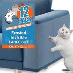 CANWUPON 12 Pack Anti Cat Scratch Furniture Protector - Couch Corner Protectors for Cats Tape - Advanced Matte Surface, Large Size 17x12 inch Furniture and Door Protection （with cat Toys）