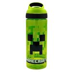 Minecraft Atlantic Creeper Drinks Bottle with Logo Eco Freindly BPA-free Plastic School Water Bottle with Removable straw, spills Proof for Minecraft fan Officially Merch 600ML