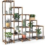 Snazzy Plant Stand Indoor, Outdoor Wood Stands for Multiple Plants, Shelf Table Pot Living Room, Patio, Balcony