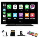 Wireless Apple Carplay Portable Car Radio Android Auto Carplay Screen, Rimoody 9'' HD Touchscreen CarPlay Screen FM Transmitter Voice Control, Bluetooth, AirPlay, Mirror Cast, AUX/FM 64G TF Card