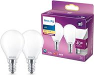 PHILIPS LED Premium Classic P45 Lustre Light Bulb 2 Pack [E14 Small Edison Screw] 4.3w - 40W Equivalent, Warm White (2700K), Non Dimmable, A++