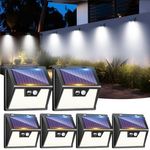 LOTMOS 6 Pack Solar Lights Outdoor Garden, 176 LED Ultra Bright Security Lights Motion Sensor, 3 Modes Waterproof Solar Powered Wall Fence Lights for Outside Stair Garage Yard Frontdoor, Cool White