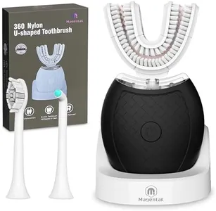 Magentak Electric U Shaped Toothbrush for Adult,360 Degree Automatic Cleaning, Ultrasonic Tooth Brush has 23760 Nylon Bristles and 3 Modes Standard, Fast, Ultra Fast(Black)