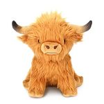 YZXZM Scottish Highland Cow Stuffed Animal, Realistic Stuffed Cattle Plushie, Plush Toy, 23cm/Brown