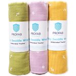 PROFAB Newborn Baby's Super Soft Cotton Printed Muslin Baby Swaddle Sets, Anti-Microbial for Boys and Girls - Olive Green, Lilac & Mustard (Pack of 3)