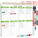 Weekly To Do List Notepad, Spiral Weekly Planner with Checklist, 52 Sheets Tear Off Note Pad with Calendar, Work and Personal Organized, 8.7" X 9.5"