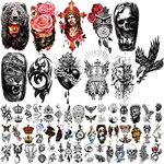 56 Sheets Waterproof Temporary Tattoos,11 Sheets Large Skull Eagle Crown Father Fake Tattoo Stickers for Men and Women, 45 Sheets 3D Snake Butterfly Skeleton Animal Realistic Tattoo Sticker for Adult