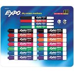 EXPO Asst Chisel & Fine Tip Low Odor Dry Erase Markers, 18 set