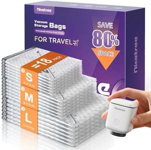 Nicetree 18-Pack Wireless Vacuum Storage Bags with Rechargeable Pump | 3 Sizes (20/24/28 Inch) Travel Vacuum Seal Bags for Clothing, Bedding & Seasonal Storage | Space Saver for Luggage
