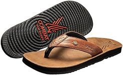 Combat Flip Flops Mens AK-47 Brown Leather Ergo Mens Flip Flops - Veteran Owned Small Business - Bad for Running, Worse for Fighting, Brown, 9