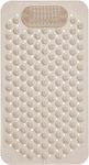 JUGTE Anti skid bath mat with foot scrubber for bath room shower mat with Suction Cups & Drain Holes silicone floor mat for Kids & Adults (70x35 Cm) (BEIGE)