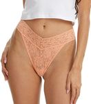 Hanky Panky Women's Hanky Panky Signature Lace, Original Rise Thong, Rolled Thong Panties, Orange, One Size UK