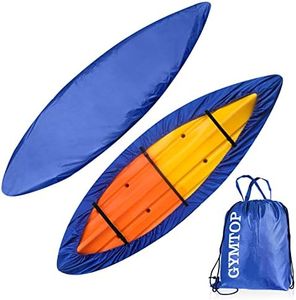 GYMTOP 7.8-18.2ft Waterproof 420D Thickened Kayak Canoe Cover- Outdoor Storage Dust Boat Cover UV Protection Sunblock Shield for Boat/Kayak(Suitable for 9.3-10.7ft Kayak, Dark Blue(420D Thickened))