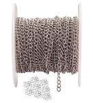 CRAFTS HAVELI Jewelry Making DIY Necklace Bracelet Supplies Accessories Tail Chains 4mm Link Chain 5 Mtr & Jump Ring