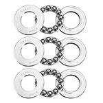 sourcing map 51102 Thrust Ball Bearings 15mm x 28mm x 9mm Chrome Steel ABEC3 Single Row Roller 3pcs