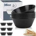 Wrova Wheat Straw Bowl Sets,6 PCS Unbreakable Cereal Bowl 36 OZ,Microwave and Dishwasher Safe Bowls,Soup Bowl Sets BPA Free Apartment Bowl for Serving Cereal,Oatmeal and Salad (Black)