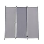 YIUHART Foldable Room Divider 3 Panels Freestanding Screen Wall Room Divider Partition for Offices, Balcony, Bedroom, Outdoor Garden 168 x 165cm Grey