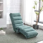 Olela Linen Massage Chaise Lounge Indoor with Remote Control,Ergonomic Electric Massage Long Lounger with 5 Modes for Office, Living Room,Bedroom(Teal)