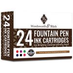 Wordsworth & Black 24 Pack Fountain Pen Ink Refills - Set of 24 Assorted Colors Ink Cartridges - International Standard Size - Length APPR 3.75 CM - Base Diameter APPR 0.6 CM - Disposable and Generic