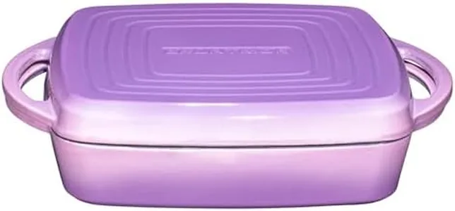Bruntmor 2-in-1 Square Enamel Cast Iron Dutch Oven Baking Pan With Handles | Purple Baking Pans Set With Cast Iron Skillet, Enamel All-in-One Cookware Set | Braising Pan For Casserole Dish with lid.