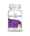 Natures Velvet Lifecare Iron & Folic Acid with Zinc,For Supplementation in Pregnancy, 60 softgels - Pack of 1