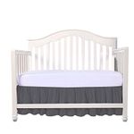 True linen Dark Grey Crib Bed Skirt Dust Ruffle, Split Corner 100% Natural Cotton Nursery Crib Toddler Bedding Skirt for Baby Girls or Boys, Infant Crib Bed Skirt Ruffled with Split Corners, 14" Drop