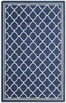 SAFAVIEH Moroccan Trellis Rug for Indoor & Outdoor - Amherst Collection, Short Pile, in Navy and Beige color, 152 X 244 cm