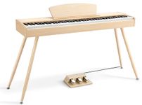 Donner DDP-80 Digital Piano Keyboard 88 Keys Weighted, Hammer Action II, Home Electric Piano Full Size with Stand, Triple Pedal, MIDI Connecting and Headphone Interface, Light Wood Color