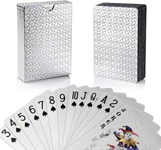 joyoldelf Baraja Poker Plastico - Resistente al Agua Cartas de Poker Profesional, Playing Cards de PVC con Caja de Regalo, Juegos de Cartas 54 de Póquer para Fiestas y Juegos (Plateado)