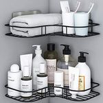 Oslen ( Pack of 2 Self-Adhesive Shelf/Storage Organizer for Bathroom and Kitchen Corner Wall Mounted Rack Shelf Bathroom Accessories Storage Rack (No Drilling-Shelf Adhesive) (Black)