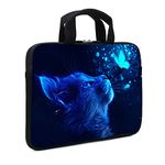 Laptop Sleeve Case 11.6" 12.1 Inch Neoprene Laptop Sleeve/Notebook Computer Pocket Case/Chromebook Case/Tablet Briefcase Carrying Bag Compatible For Men， Women ，boys， girls (blue cat)