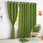 Story@Home Blackout Curtains for Semi Long Door 8 Feet Long Set of 4 | Thermal Insulated | Plain Design | 100% Room Darkening Curtain | Perfect for Decorative & Festive Gifting | 116 x 215 cm, Green