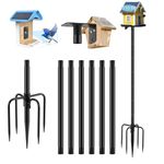 Gtongoko Smart Bird Feeder Pole 110 Inch Bird House Poles for Outdoors 1 Inch Diameter Bluebird House Pole Mount Kit Weather Station Metal Mounting Pole Adjustable Heavy Duty Bird Feeder Stand Black
