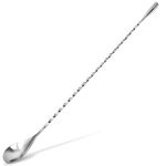 Zulay Premium 30cm Stainless Steel Cocktail Spoon, Long Attractive Spiral Design Perfect for Mixing and Layering Drinks, Bar Spoon & Cocktail Mixing Spoon for Cocktail Shakers, Tall Cups & Pitchers