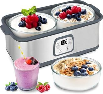 Yogurt Maker with Adjustable Time & Temp Control -Two 700ml Containers for Larger Batches - Greek Yogurt Maker Yoghtrt Makers