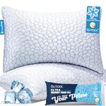 King Size Cooling Pillows Set of 2, Adjustable Memory Foam Bed Pillows for Sleeping, Shredded Memory Foam Filling, Breathable Bamboo Rayon Cover, Soft & Supportive for All Sleep Positions