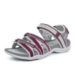 GRITION Hiking Sandals for Women, Ladies Sport Outdoor Walking Sandals Girls Summer Adjustable Open Toe Water Shoes Athletic Lightweight Beach Sandles (7.5 UK/41 EU, Red)